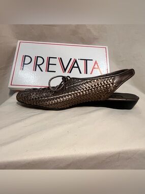 PREVATA Italian “Daimler” Apogeo Pewter Woven Leather, Original 80’s Vintage